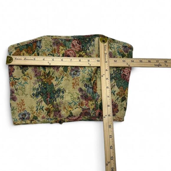 Vintage Inspired Tapestry Floral Corset Lace Up Top Sleeveless Size Medium - Picture 3 of 4